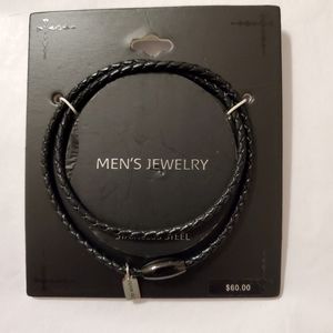 Men's Leather Cross Wrap Bracelet